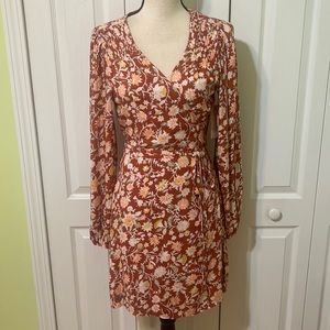 Billabong Spring Romance Tropical Floral Mini Dress - red clay